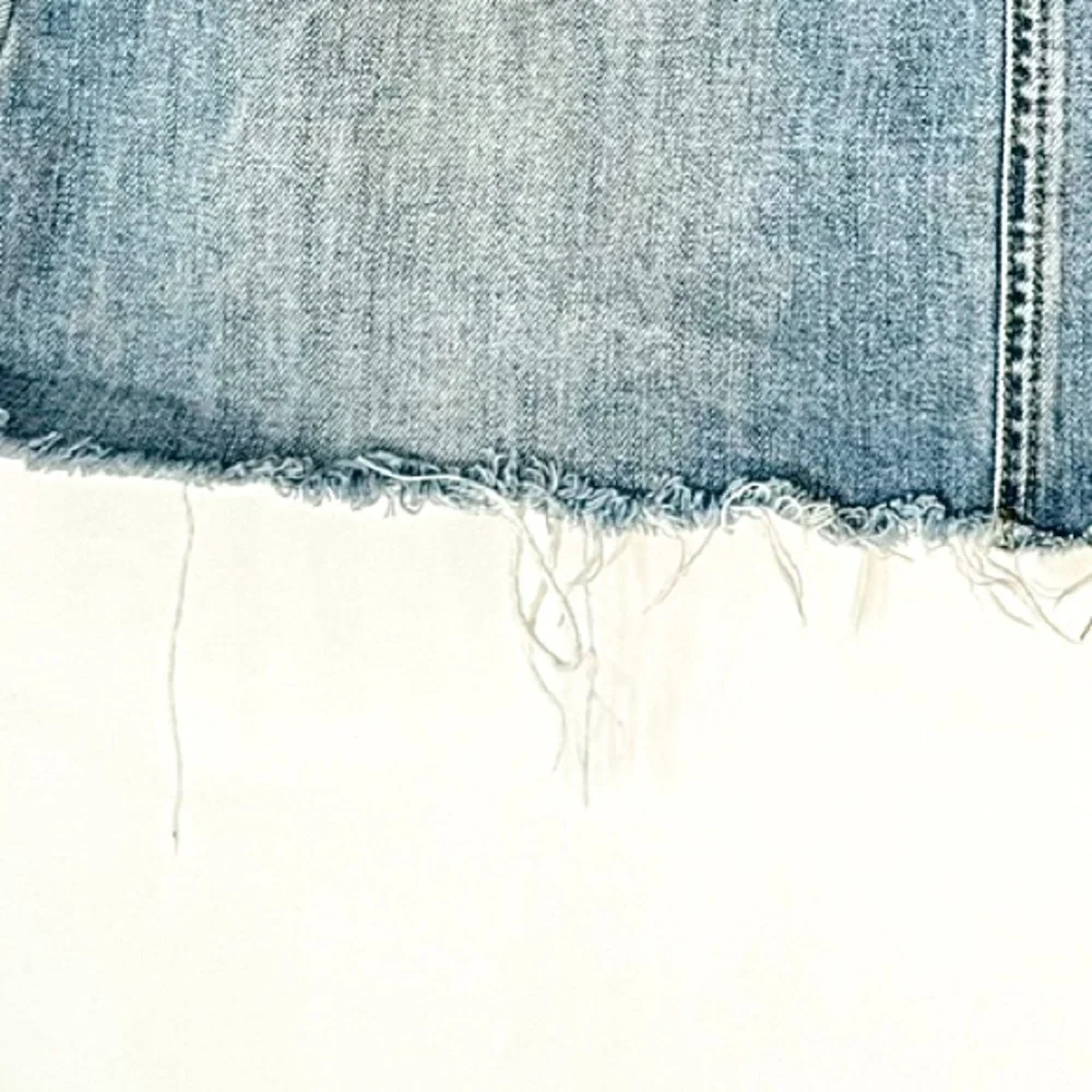 Blank NYC Mini Jean Skirt Blue Denim Raw Frayed Hem Distressed Size 27